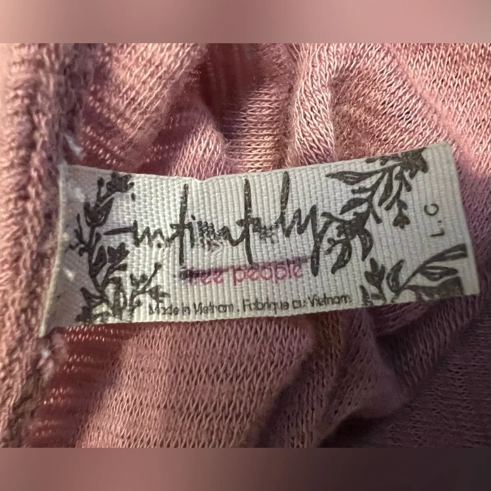 Free People Intimately Mauve Lace Inset Thermal Top — Size L